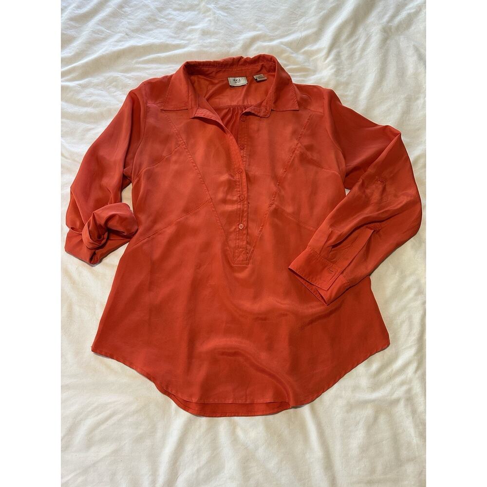 ECI New York Women’s Button-Front Tunic Top Orange XXL